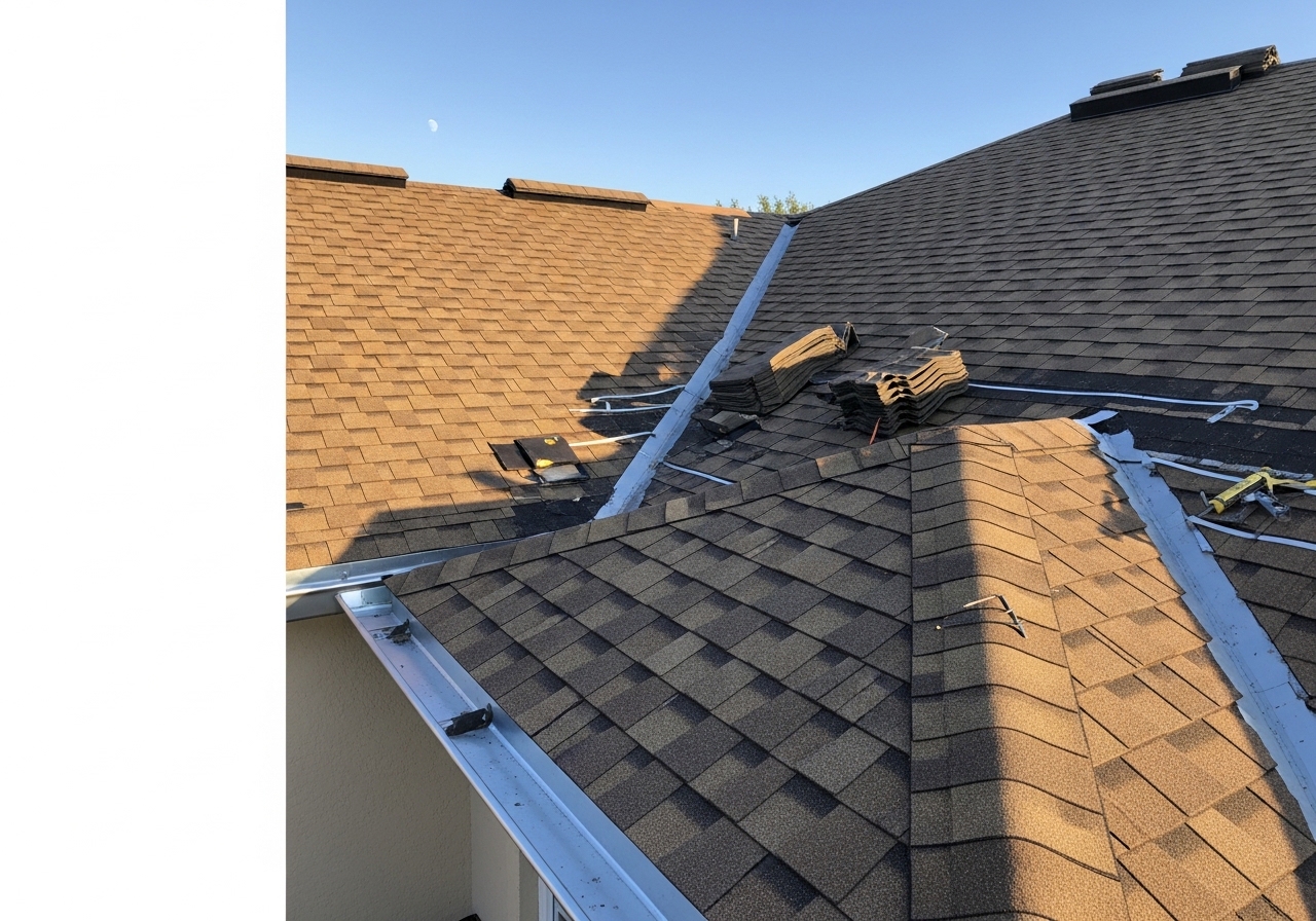 New architectural shingles installed over existing roof on residential home in Monticello